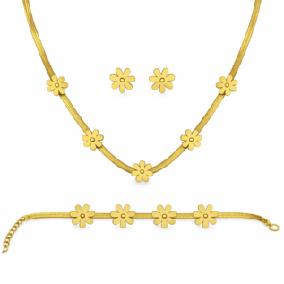 Floral Necklace, Bracelet & Stud Earrings Set